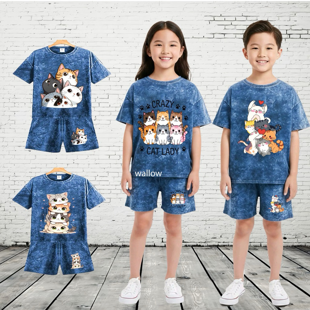 WAllOW-SETELAN ANAK DENIM CATSS ( 2-10 thn)