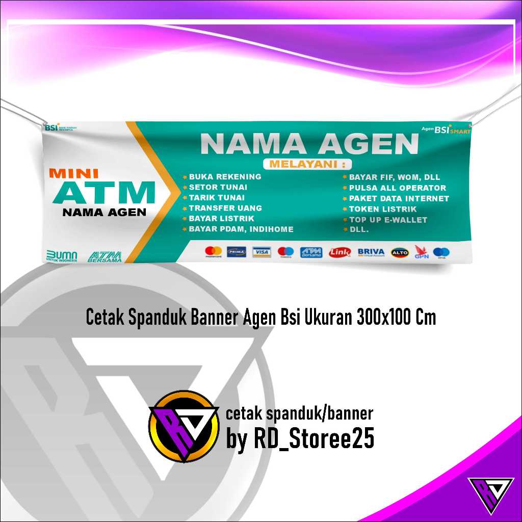 Cetak Spanduk Banner Agen Bsi Ukuran 300x100 Cm