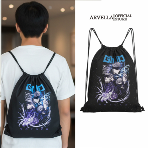Tas Serut Pria Motif Gojo Satoru Tas Serut Anime Drawstring Bag String bag Multifungsi Anti Air