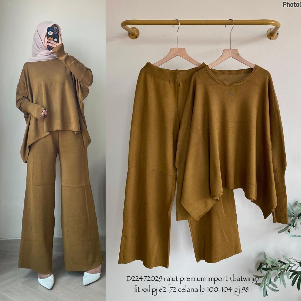 ONE SET RAJUT JUMBO BATWING PREMIUM SETELAN RAJUT JUMBO PREMIUM XXL BATWING