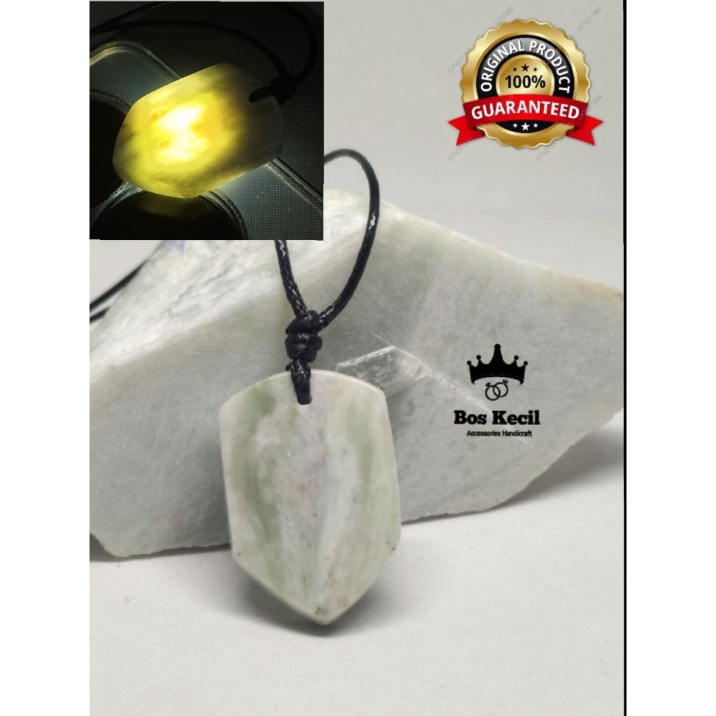 liontin batu giok hijau asli alam model tameng / liontin batu giok hijau putih asli alam 100% / lion