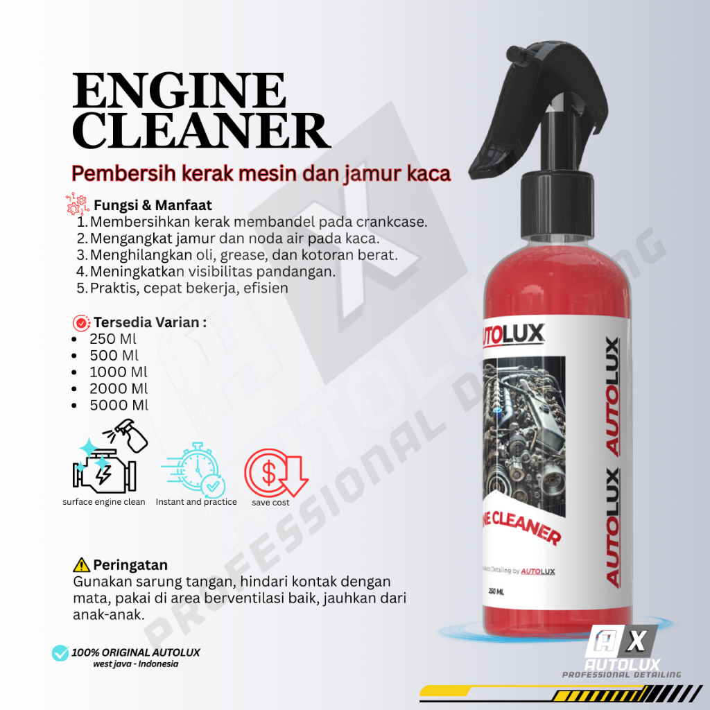 Autolux Engine Cleaner Penghilang Kerak Mesin Dan Jamur Kaca Paling Ampuh Mobil Motor