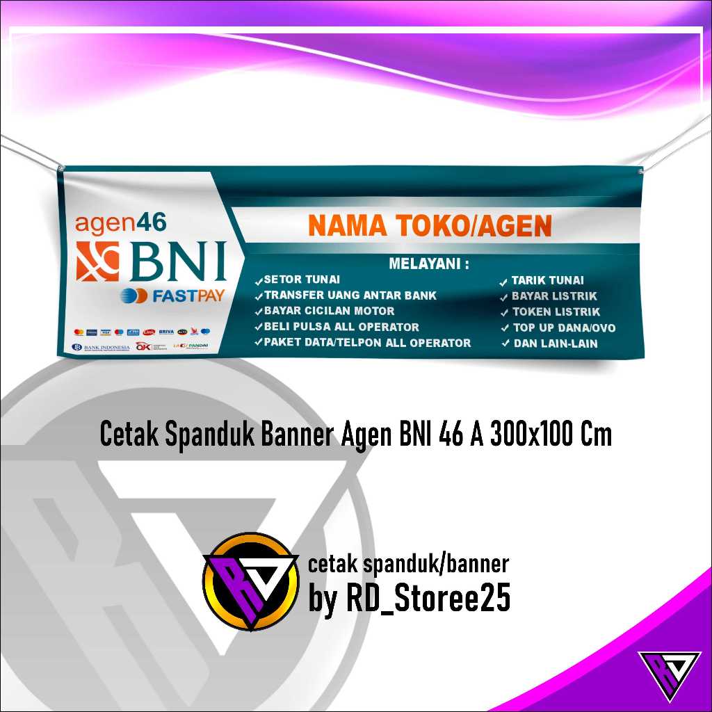 Cetak Spanduk Banner Agen BNI 46 A 300x100 Cm