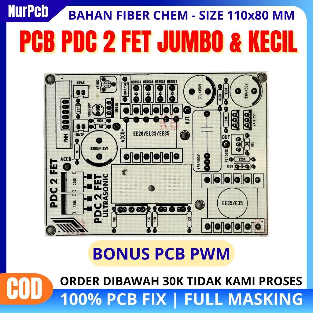NUR PCB - Pcb pdc 2fet jumbo - pcb pdc 2 mosfet - pcb pdc 2 fet irit aki - fiber - box x5