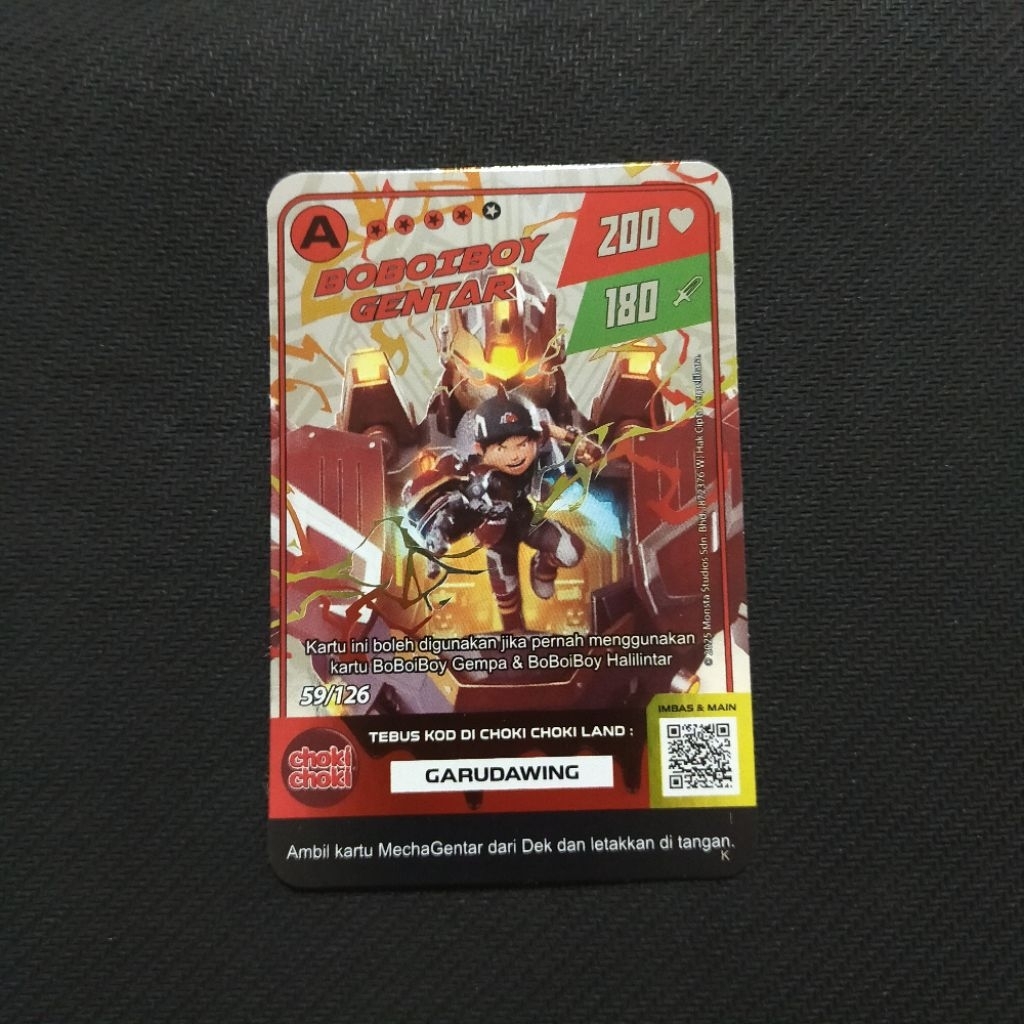 Boboiboy Monsta Galaxy Card Boboiboy Gentar Choki Choki Ver 2 (Silver)