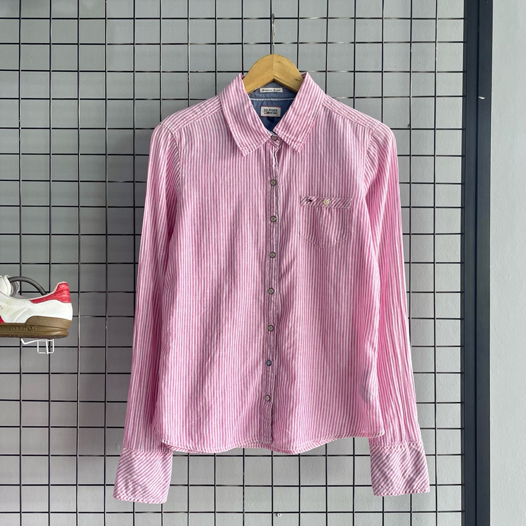 Tommy Hilfiger Women Stripe Shirt in Pink / Kemeja Wanita Tommy Hilfiger
