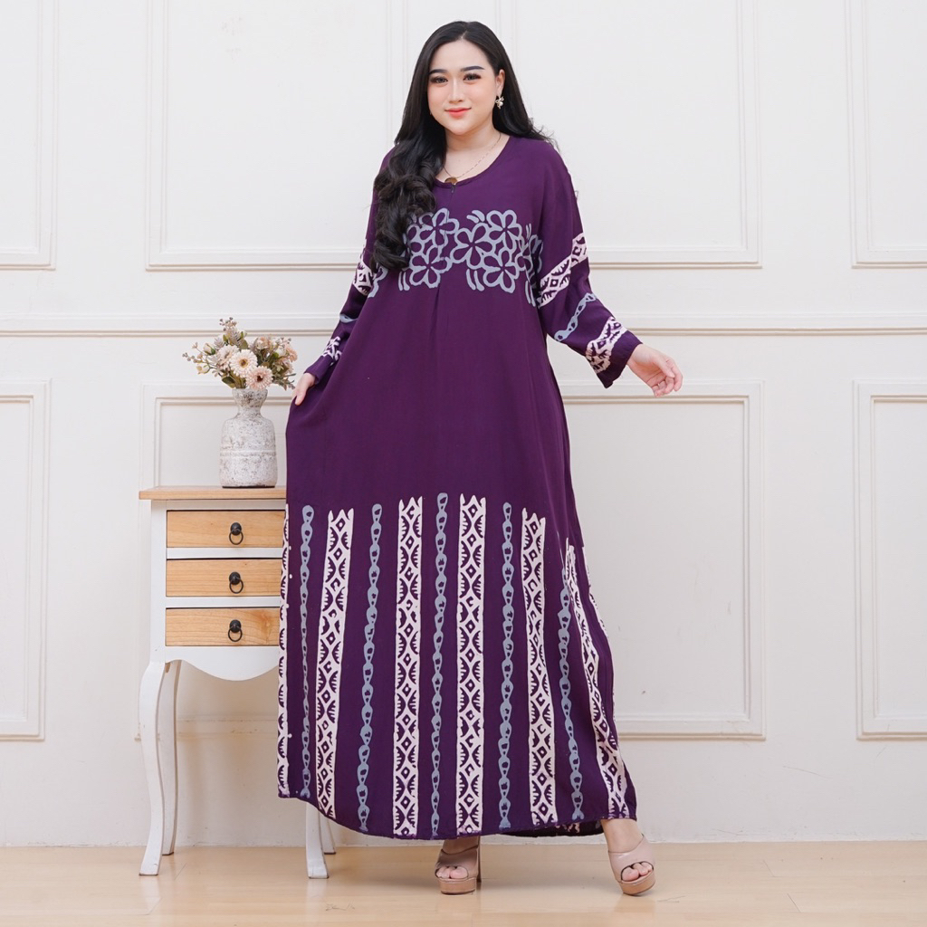 Gamis Rayon twil Ori Jumbo Ld 130 Daster Longdres Cap malaman Busui Baju Wanita Batik Terbaru