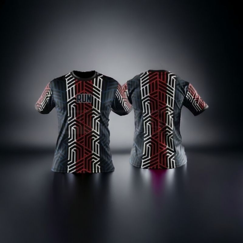 Jersey RUN Black Abstract Jersey Lari Unisex Jersey Runners Premium
