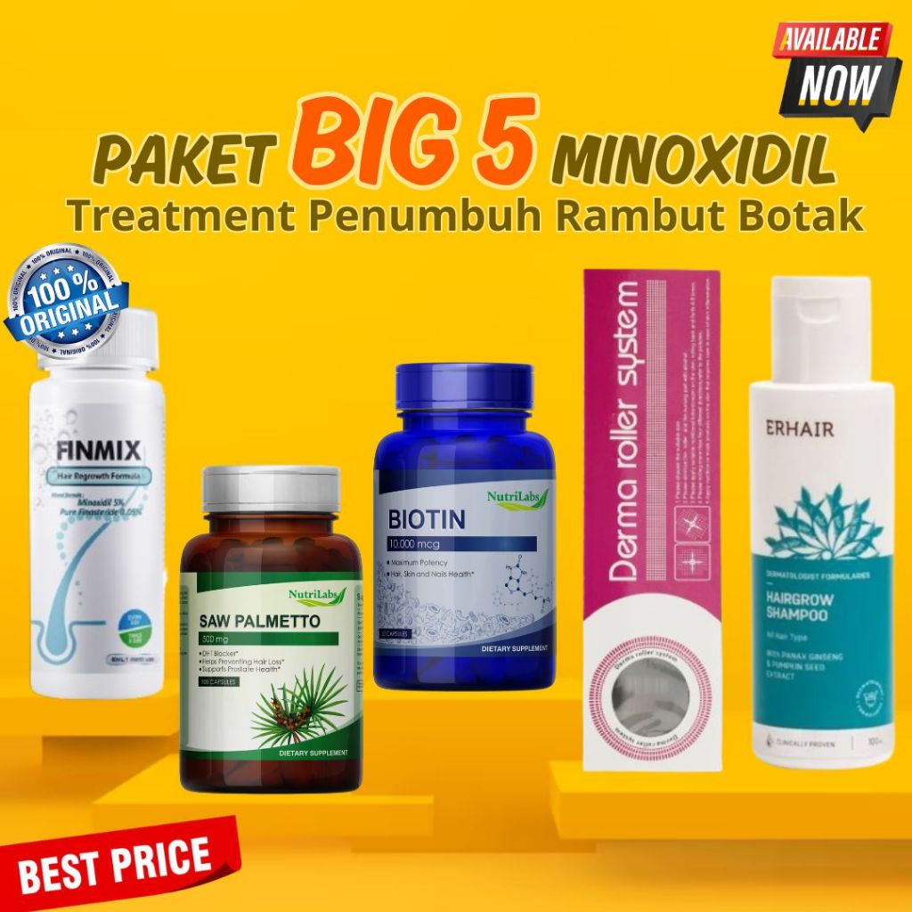 Paket Big 5/ Big Five Treatment Minoxidil Norvine BPOM Penumbuh Rambut kebotakan