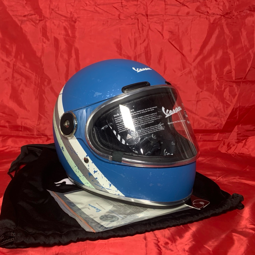 helm vespa original full face biru original