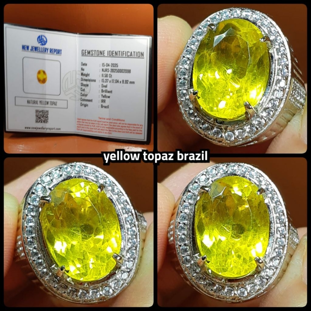 natural permata yellow topaz brazil + memo lab id card
