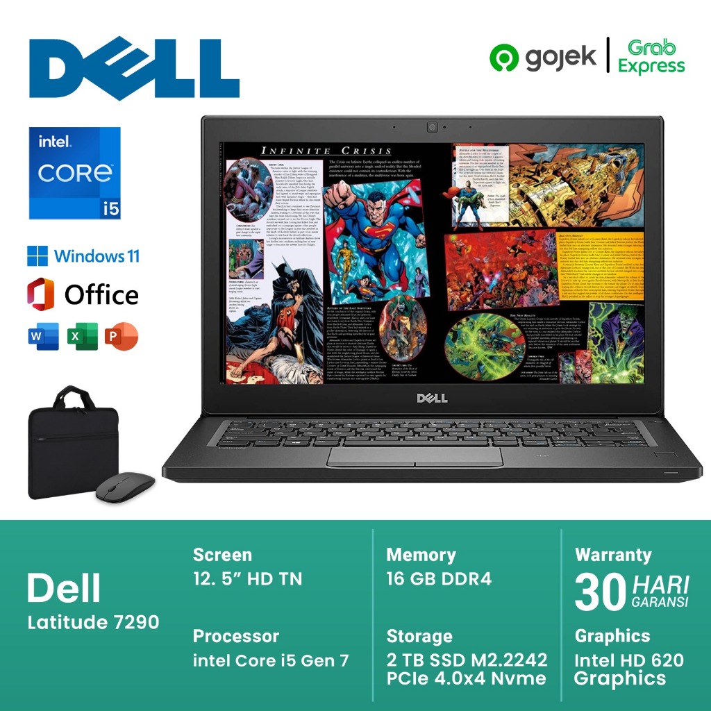 Dell Latitude 7290 Core I5 Gen 7 - Dell 7290 Core I5 Gen 8 | Ram 8gb Ssd 256gb | Free Tas Mouse 4gb