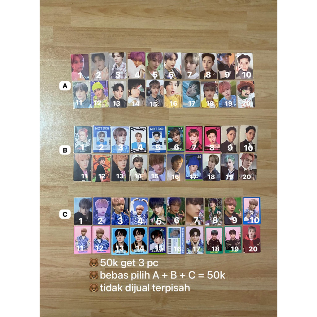 PHOTOCARD OFFICIAL 50K GET 3 MURAH haechan jaemin jeno mark jisung renjun chenle taeyong winwin xiao