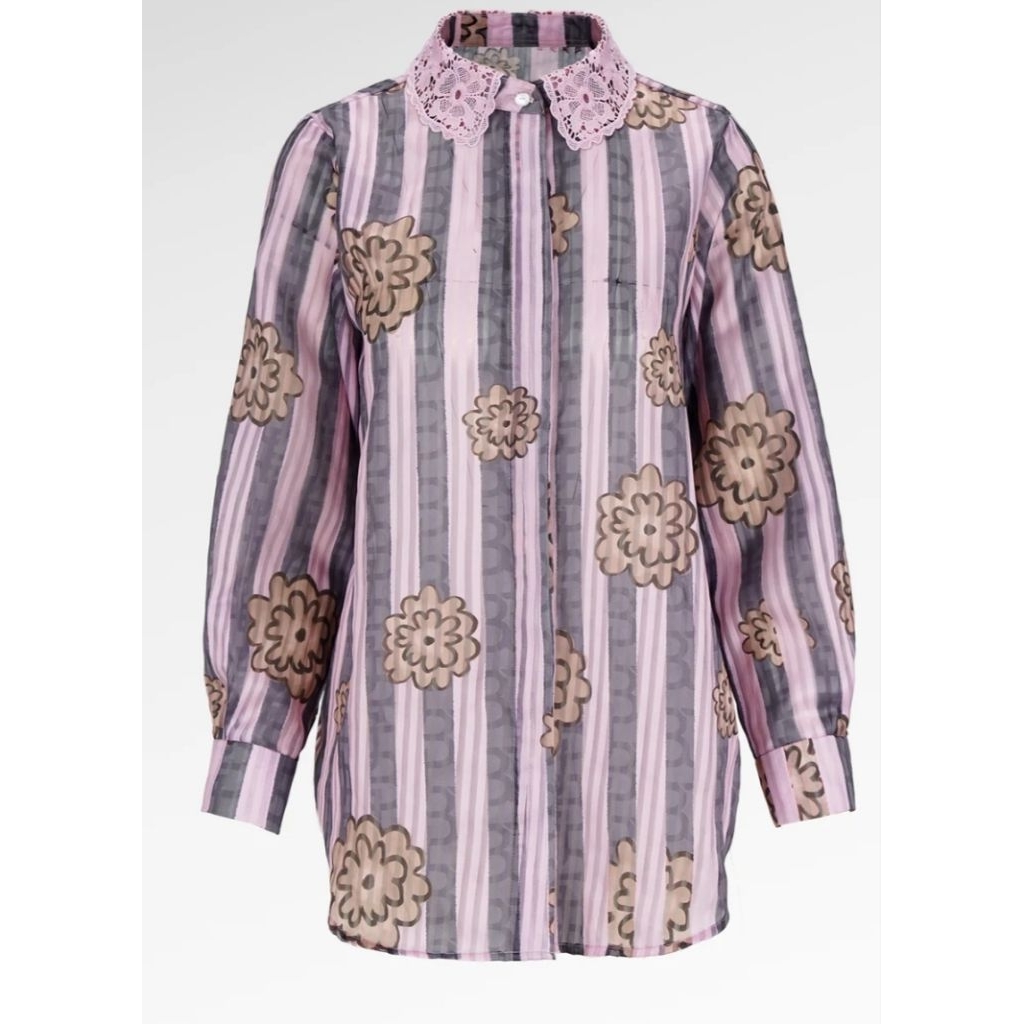 Benang Jarum Selena Lace Shirt Collar Brunia Size L