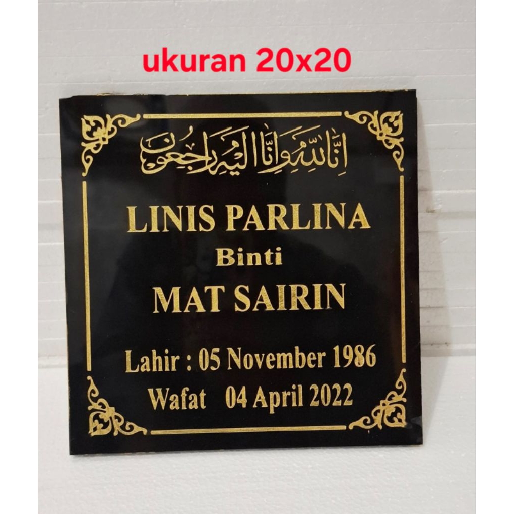 NAMA NISAN KUBURAN 20X20