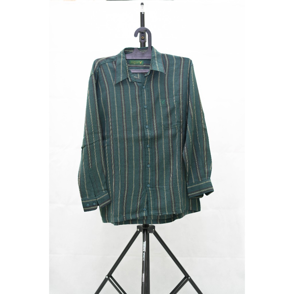 Kemeja pria garis hijau