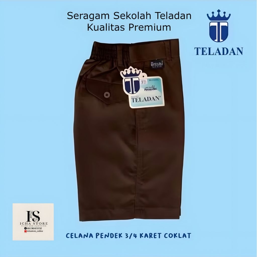 Seragam Sekolah Teladan Celana Pendek 3/4 Merah Coklat Pramuka Biru Dongker SD SMP