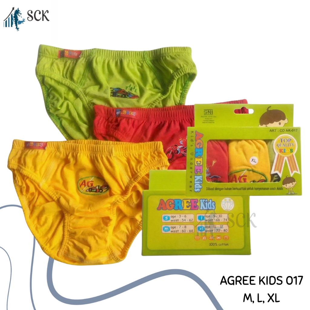 [ISI 3] Celana Dalam Anak Cowok AGREE 017 ukuran M-XL Katun Adem - CD Anak Laki-Laki - CD Anak Cowok