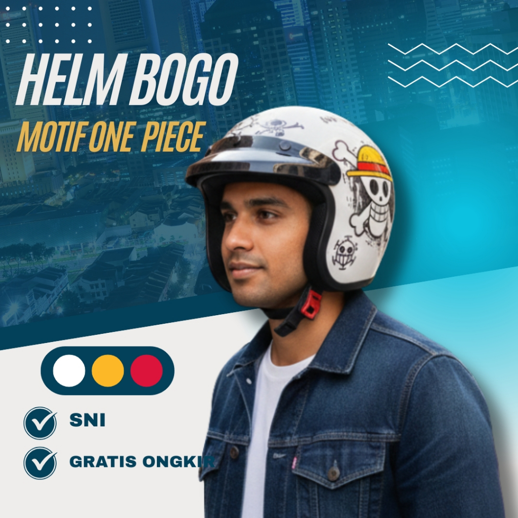 Helm Bogo Motif Onepiece Helem Hijab Karakter Labubu Retro Aesthetic Pria wanita Dewasa Full leher K