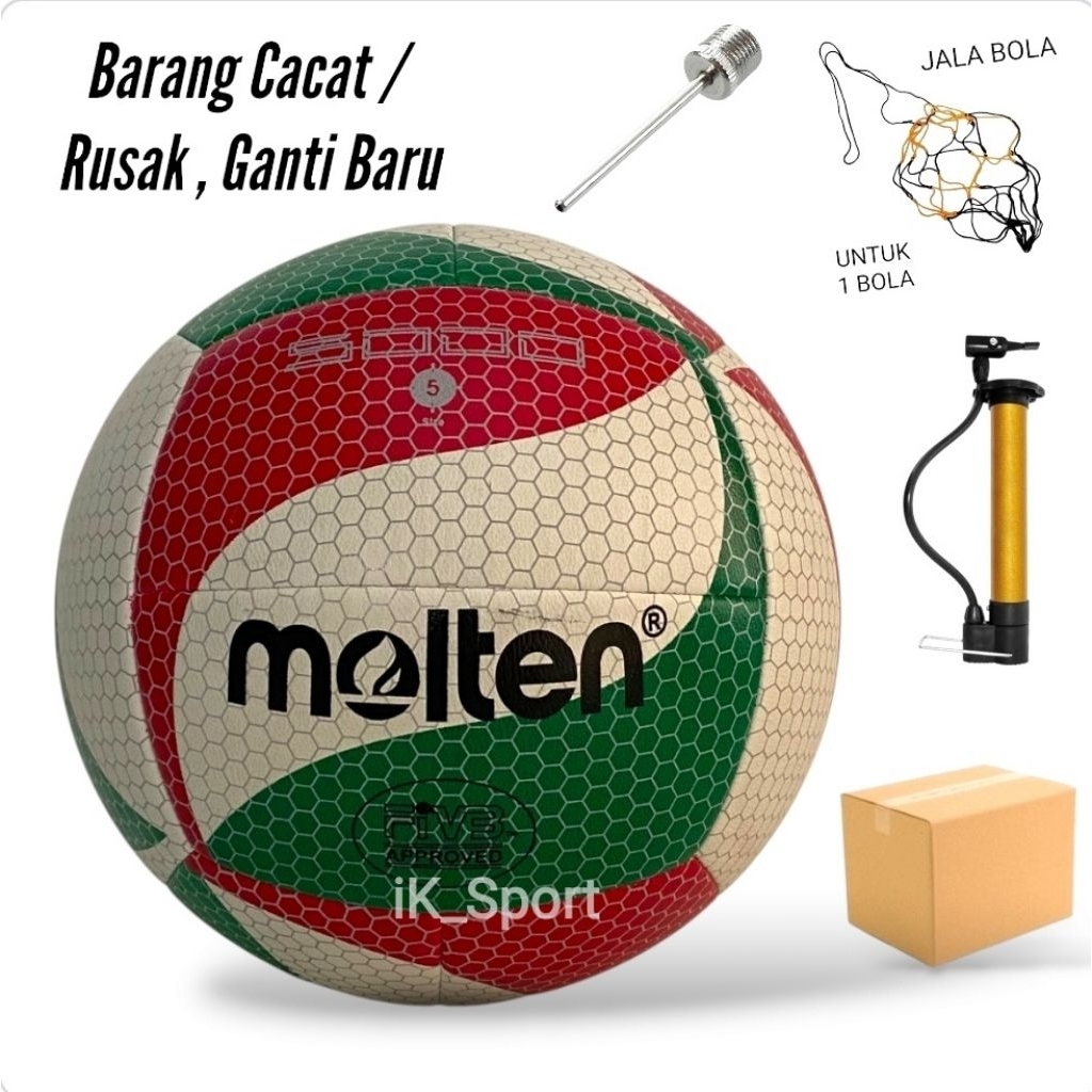 Bola Voly MOLTEN 5000 Original Size 5 Asli Jahit . Bola Volley Volly Molten Voli