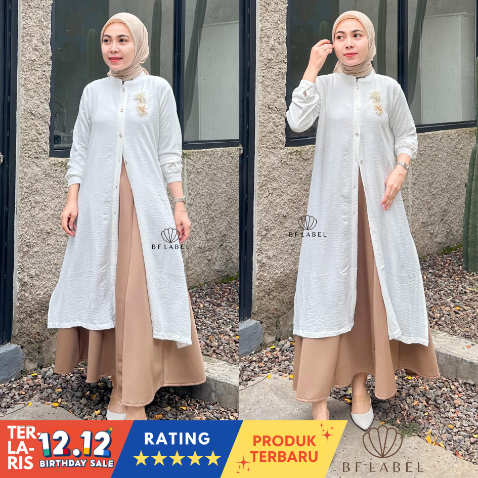 BF Label - ALIKA LONG TUNIC | Tunik Rayon Crinkle Panjang Polos | Tunic Korean Style | Lebaran Idul 