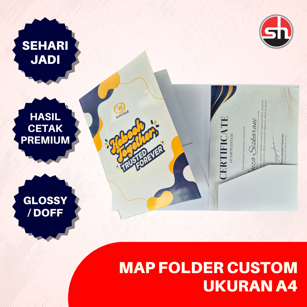 Cetak Map Folder Perusahaan Custom A4 Kertas Art Carton | File Dokumen Kantor / Bisnis / Wisuda