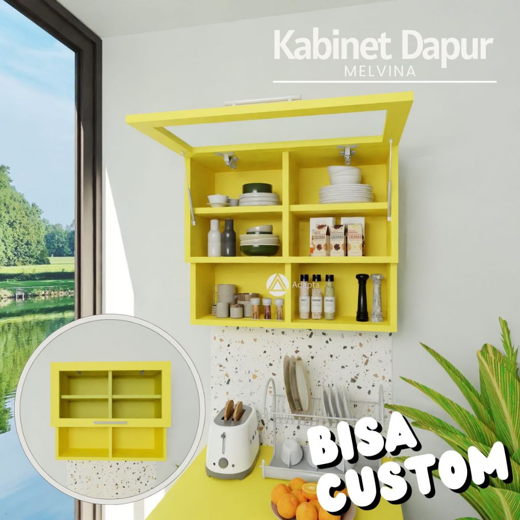 Adapta - Lemari Dapur Pintu Kaca - Kabinet Dapur Bukaan Ke Atas - Kabinet Dapur Gantung - AL_MELVINA
