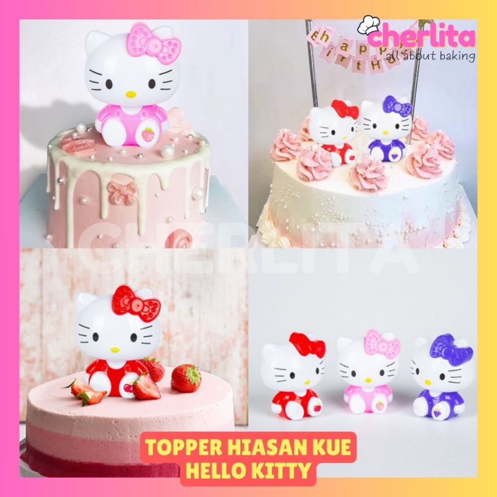 READY Topper Hiasan Kue Hello Kitty Kucing Cantik Hellokitty Dekorasi Tart Ulang Tahun Mainan Anak