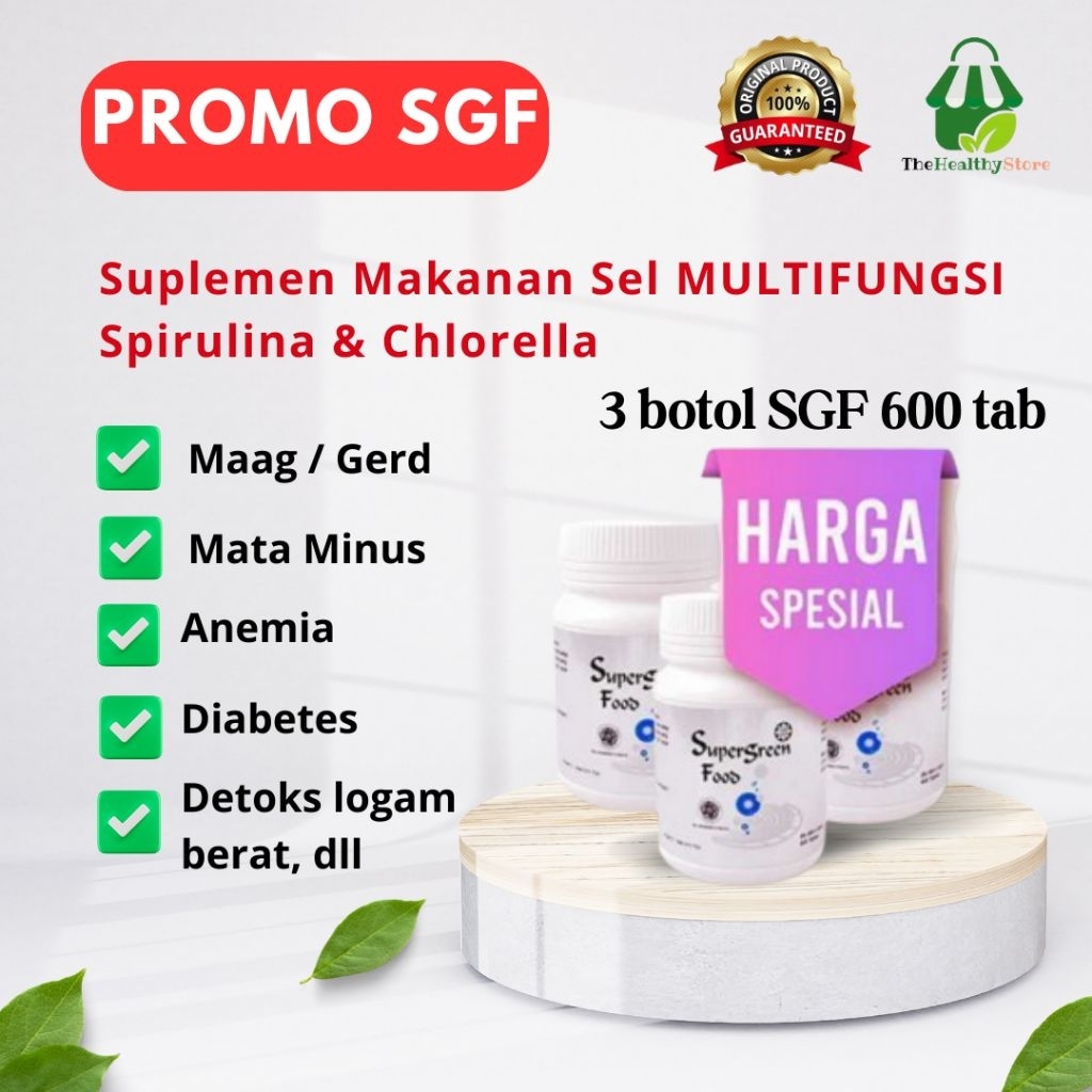 SGF Super Green Food Promo 600 Tablet – Multivitamin Spirulina Chlorella 15 Vitamin & 12 Mineral | A