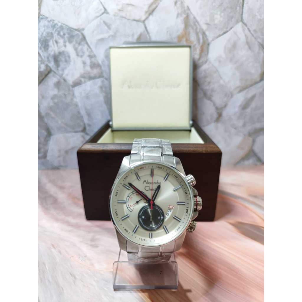 Jam Tangan Pria Alexandre Christie AC 6400 MC B Full Silver Original