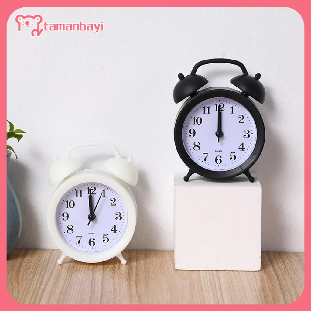 Jam Beker Doff Polos /JAM WEKER KLASIK/ Jam Alarm / Jam Meja-THIMPLE Jam Weker Polos hitam/putih