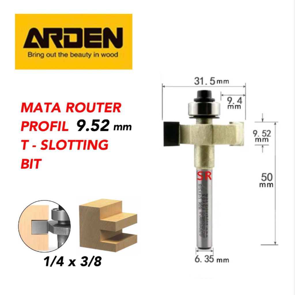 Mata Router/ Profil T Sloting Bit 10 mm (1/4 × 3/8) ARDEN