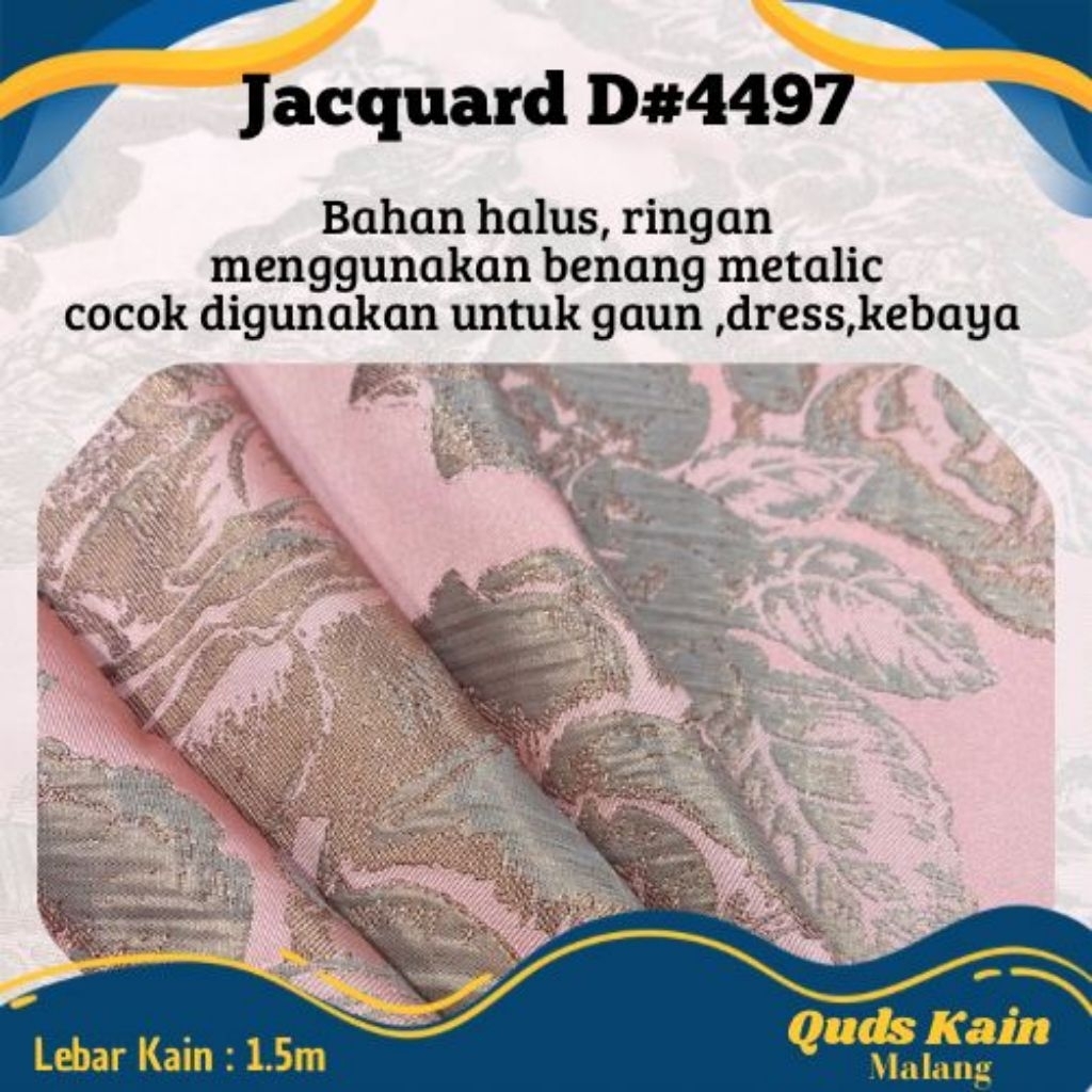 Kain Jacquard Motif Bunga Embos Metalik | Jacquard D#4497