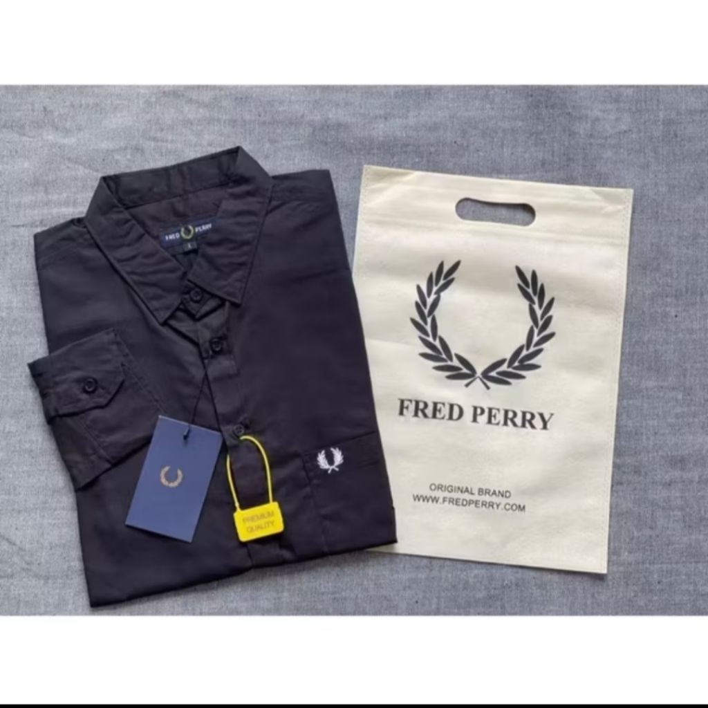 kemeja lengan panjang fredperry 3D polos/atasan kemeja pria/kemeja pria casual/kemeja pria formal