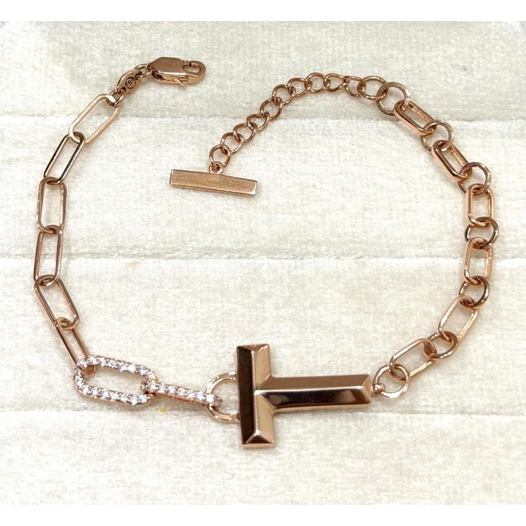 Gelang Rantai Emas Tiffany Variasi Sirkon kadar 8k