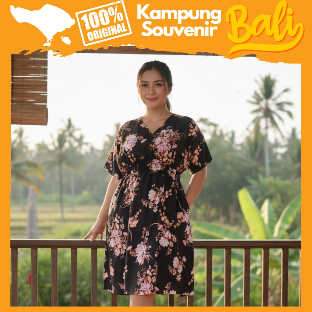Dress Bali Rayon Rihana Pendek Daster Jumbo LD 140 Midi Dress Wanita Kekinian