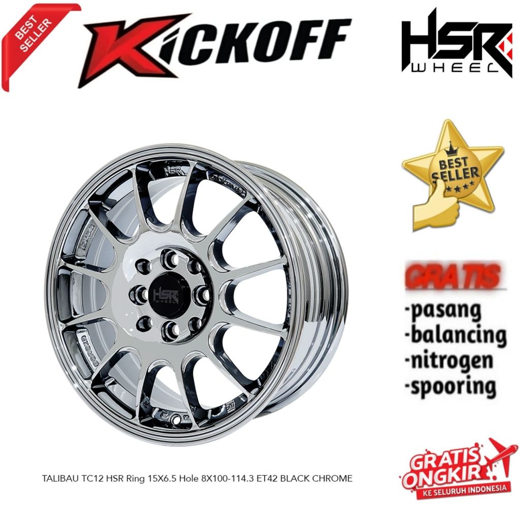 Velg Rally HSR Terbaru HSR TALIBAU R15 H8x100-114,3 Velg Brio Ignis Agya Dll