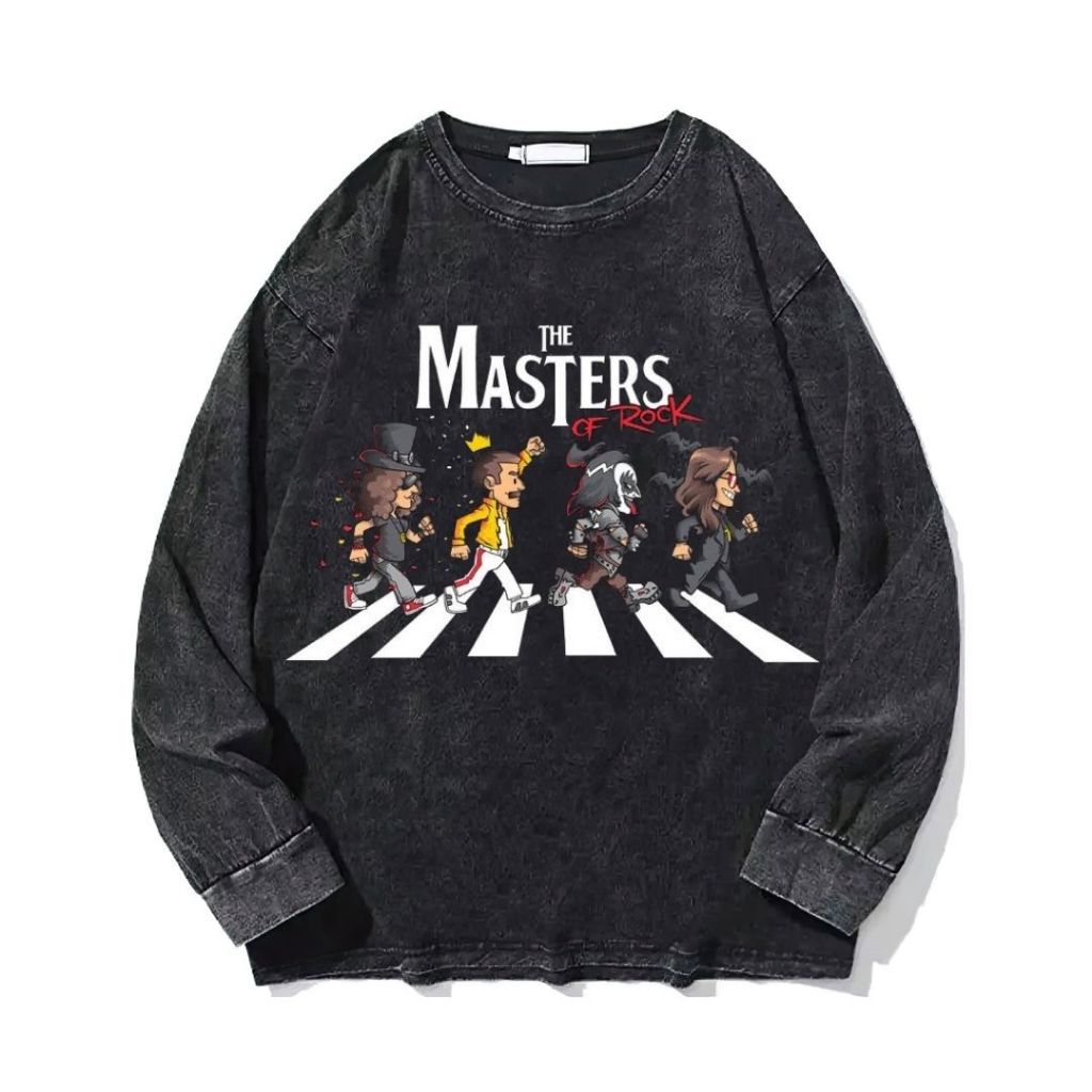 Kaos Long Sleeve Oversize The Masters | Stone Wash | Resmora | Vintage | Atasan | Kaos Band