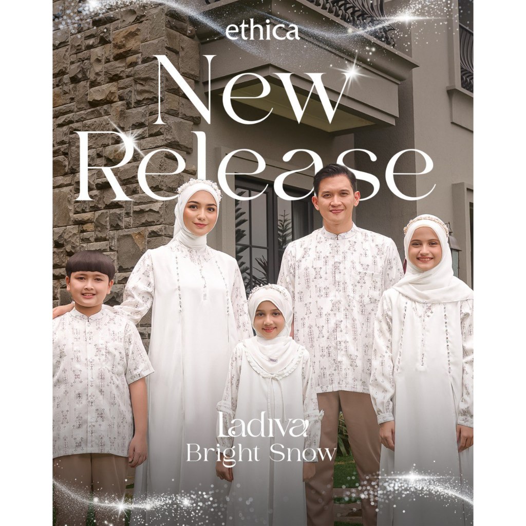 NES SARIMBIT  KELUARGA | ETHICA LADIVA BRIGHT SNOW | COUPLE FAMILY BAHAN JAGUAR MOTIF | GAMIS PUTIH
