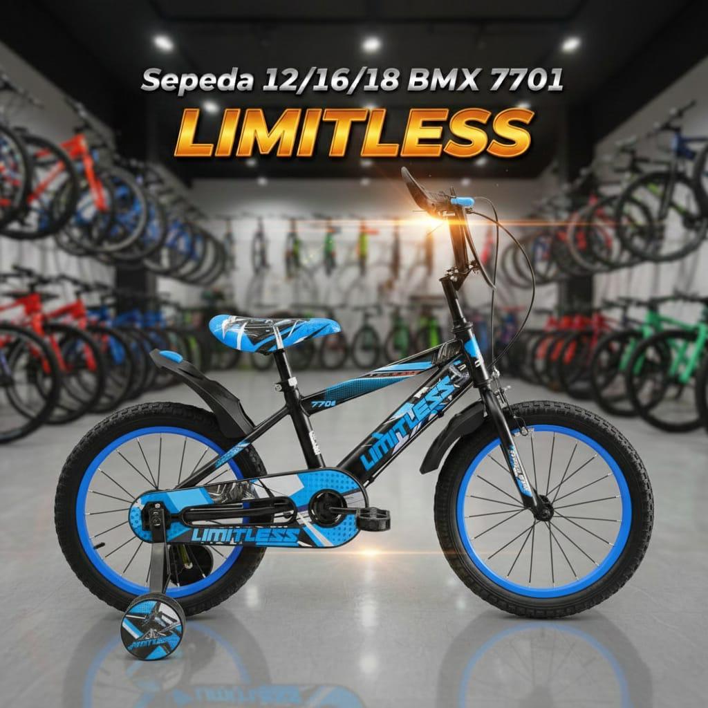 Sepeda BMX Limitless 7701 Ban 1.95 untuk Anak Cowo Outdoor Roda 4 Dua Ban Pompa