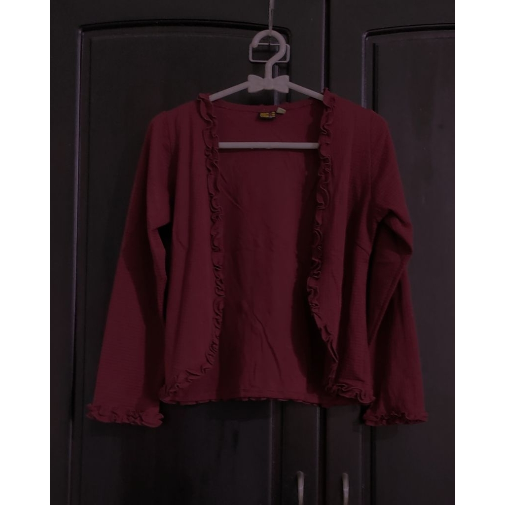Cardigan Outer Merah Kotak Preloved