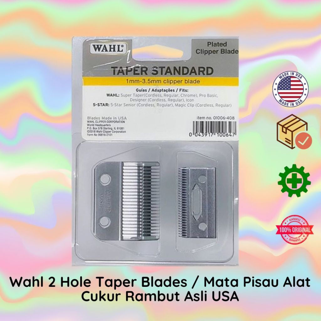 ** Halokosmetik ** WAHL 2 Hole Taper Blades Mata Pisau Alat Cukur Rambut Asli USA