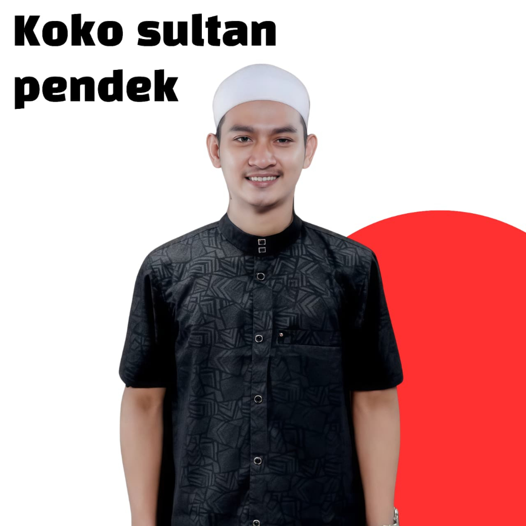 Koko Sultan Embos Pria Dewasa Lengan Pendek Kain Wofis embos