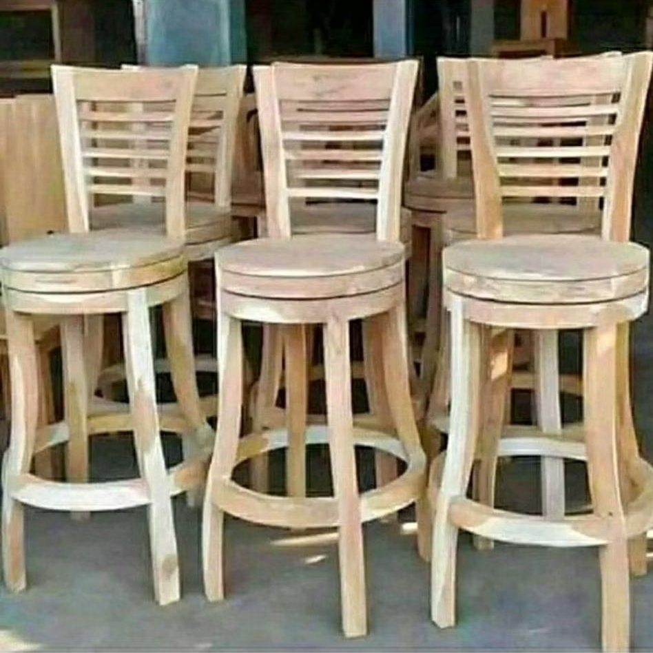 BIG PROMO KURSI BAR PUTAR KURSI CAFE PUTAR KAYU JATI