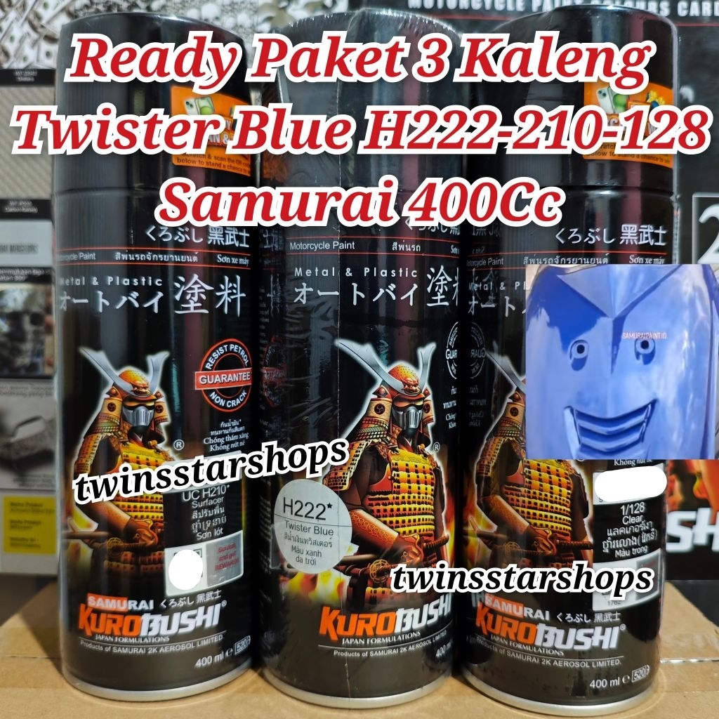 Pilok Pylox Cat Samurai Paket 3 Kaleng Twister Blue H222 Biru Tua Metalik 222 Epoxy Surfacer 210 Cle