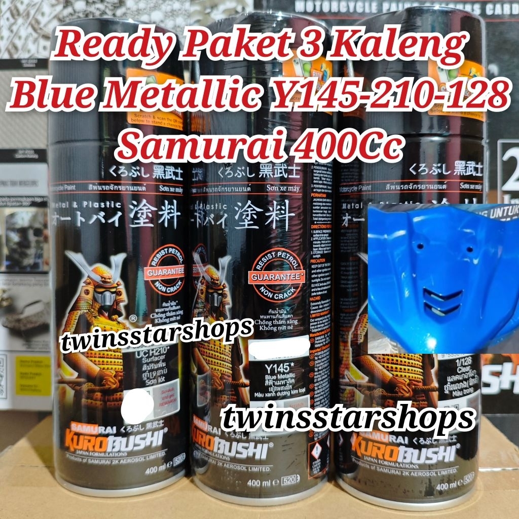 Pilok Pylox Cat Samurai Paket 3 Kaleng Blue Metalic Y145 Biru Metalik Epoxy Surfacer 210 Clear 128 G