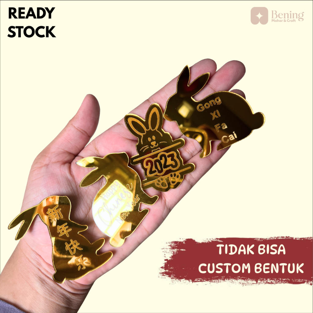 Hang Tag Imlek Miror Gold Hampers Tag Gift Tag Kayu Chinese New Year