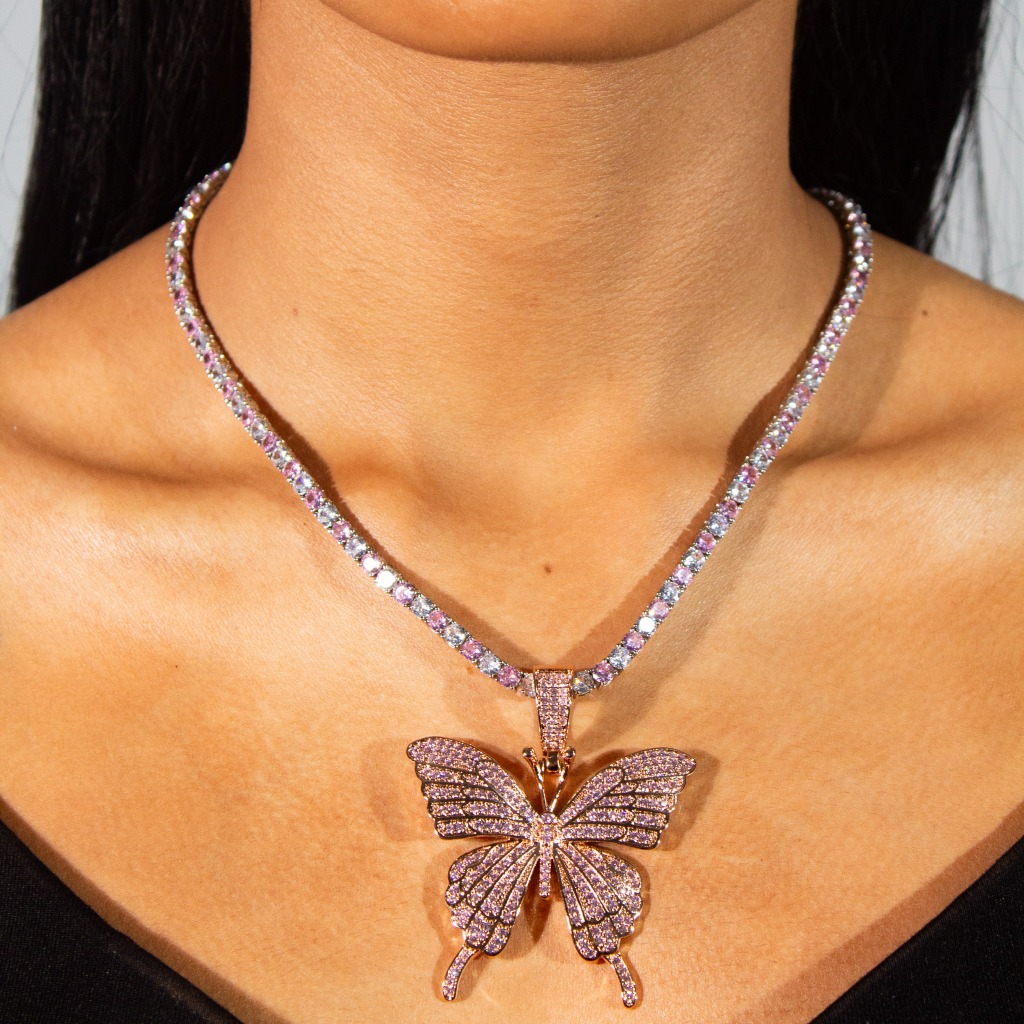 Pendant Pink Butterfly - Rose Gold