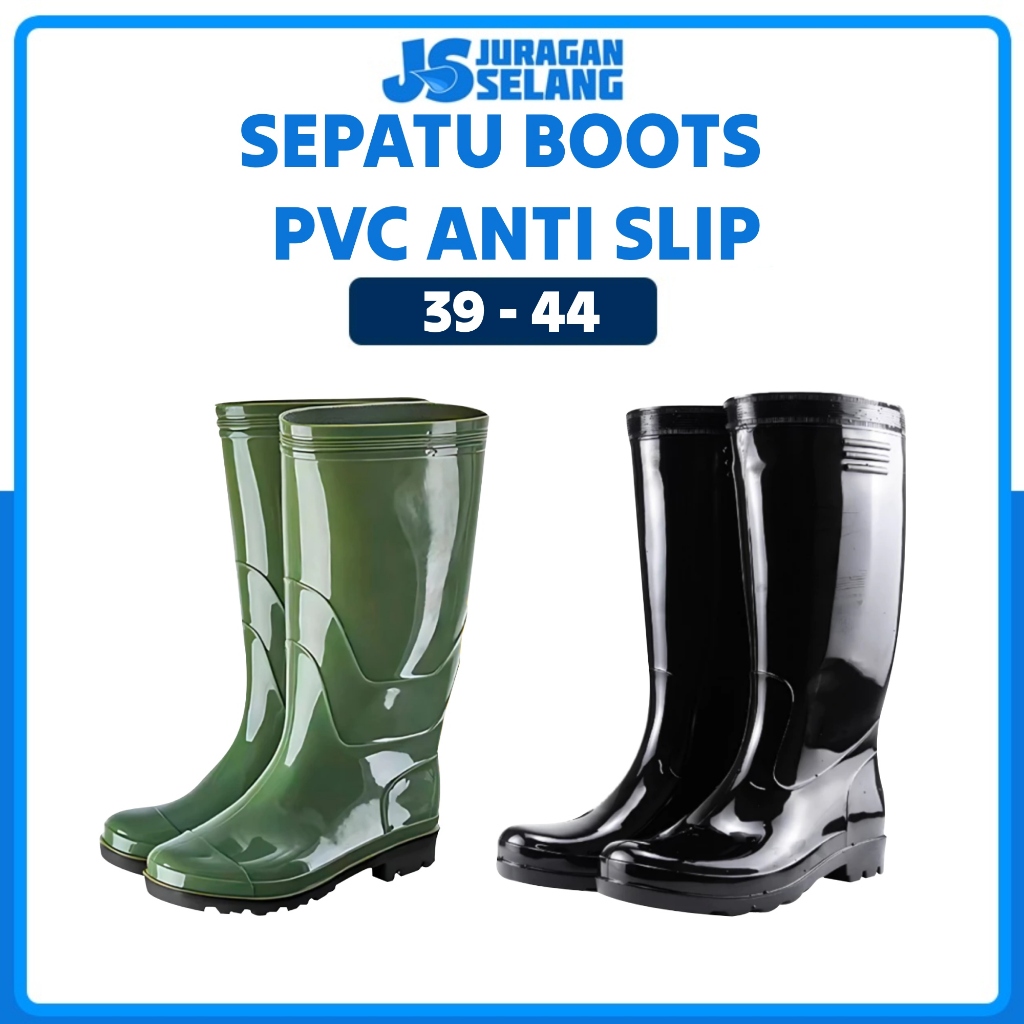 JURAGAN Sepatu Boot Kerja PVC Karet Sepatu Boot Panjang Pria wanita Sepatu Boot Anti Air dan Anti Li