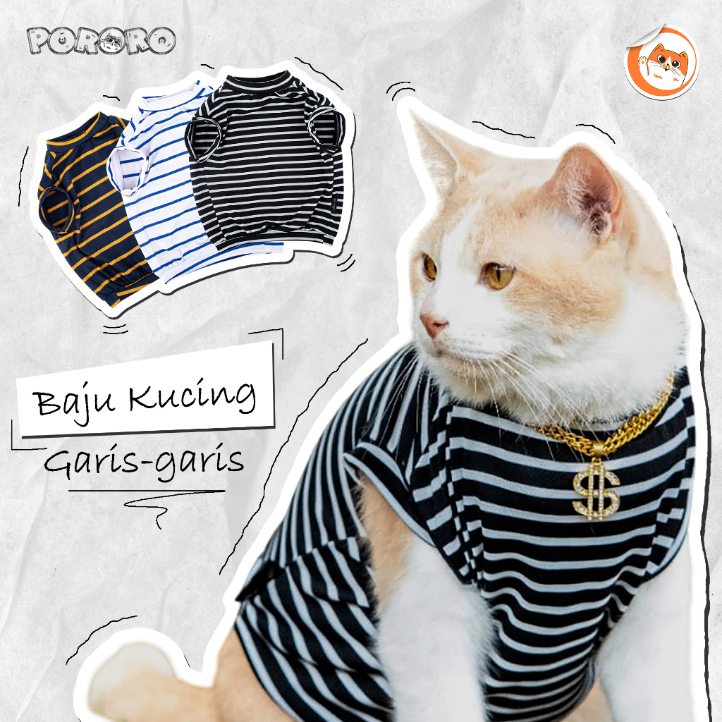 Baju Kucing Garis-garis Murah Lucu Aksesoris Hewan Baju Blaster